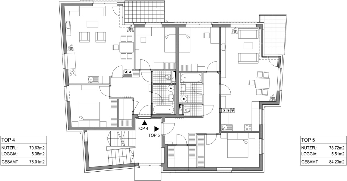 Bauplan Wohnhausanlage Forchtenstein erstes Obergeschoss